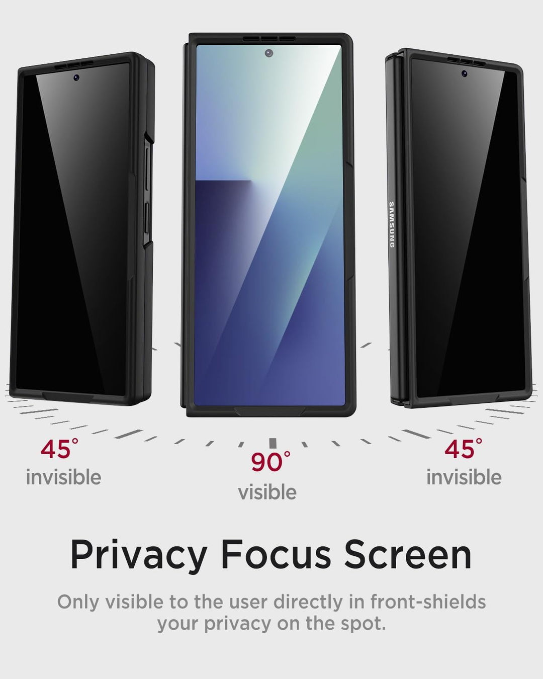 Miimall Kompatibel mit Samsung Galaxy Z Fold 7 Hülle mit S-Pen & Stifthalter, [Anti-SPY Displayschut
