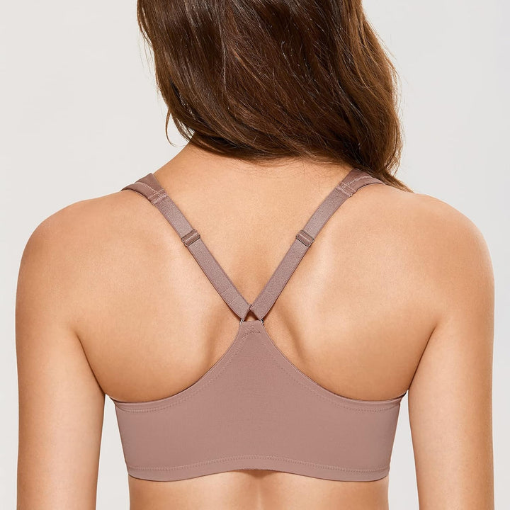 DELIMIRA Damen BH mit Vorderverschluss Seamless Bügel BHS Grosse Brüste Vollschalen Racerback Ungefü