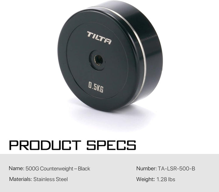 Tilta 500G Gegengewicht für leichtes Schulter-Rig für DSLR-Kamera, Camcorder, schwarz TA-LSR-500-B