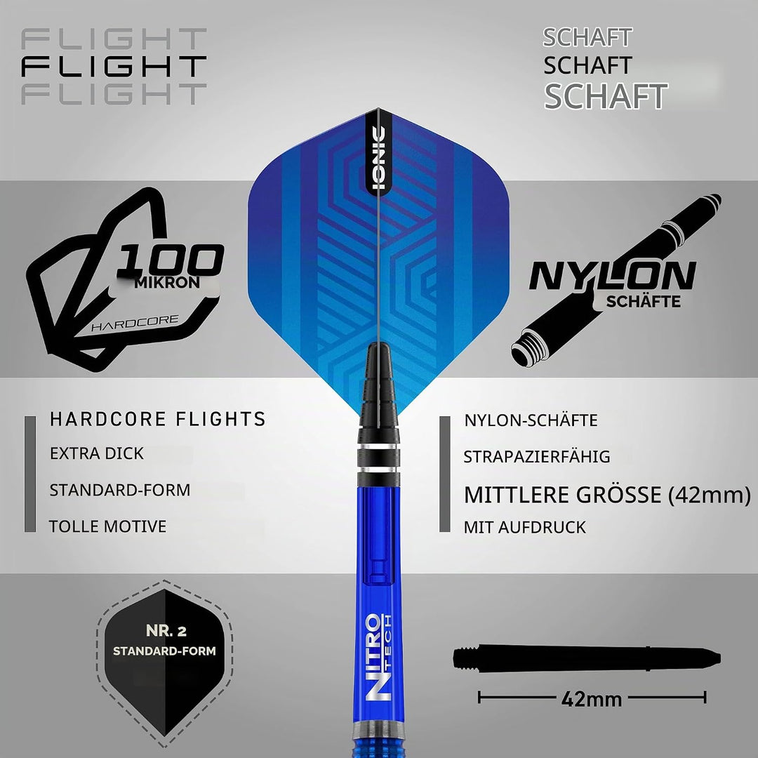 RED DRAGON Polaris Wolfram Professional Darts Set mit Flights and Nitrotech Shafts (Stems) 26.0 Gram