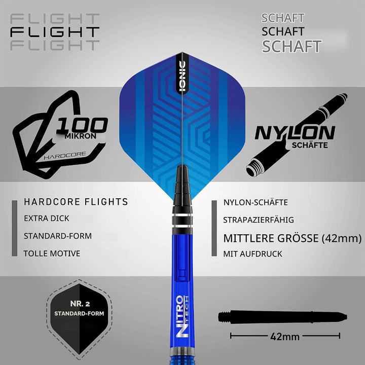 RED DRAGON Polaris Wolfram Professional Darts Set mit Flights and Nitrotech Shafts (Stems) 26.0 Gram