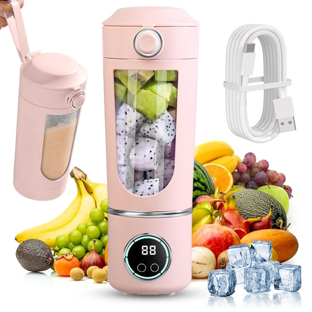 Tragbarer Mixer Smoothie Maker To Go 700ml, Mini Standmixer Tragbar mit 12 Edelstahlklingen, USB Wie