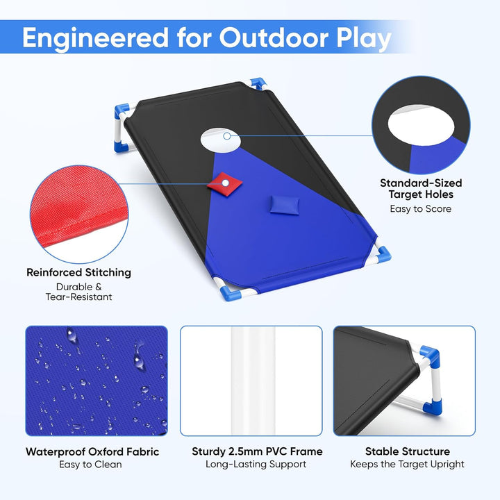 WildFun Cornhole Spiel Outdoor für Erwachsene und Kinder, Tragbar Cornhole Toss Set mit 8 Cornhole S