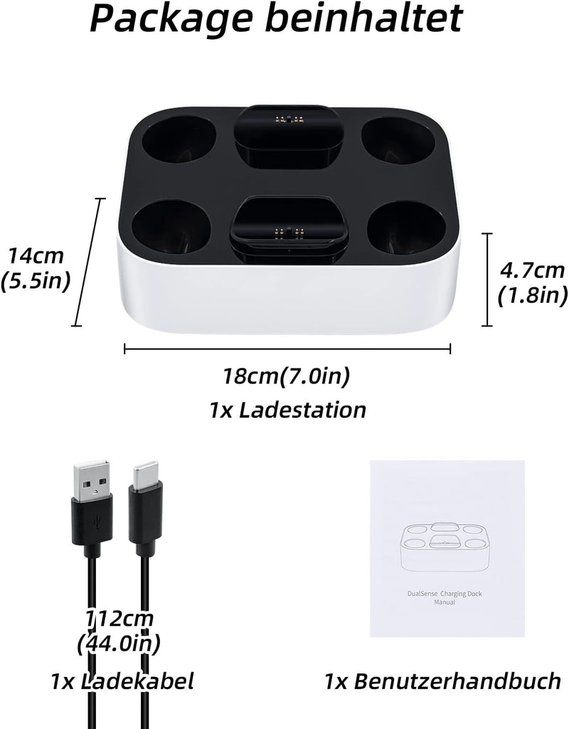 Mcbazel Ladestation PS5 Controller, PS5, Doppel-Ladegerät, Schutz gegen Überhitzung, dreifacher Schu