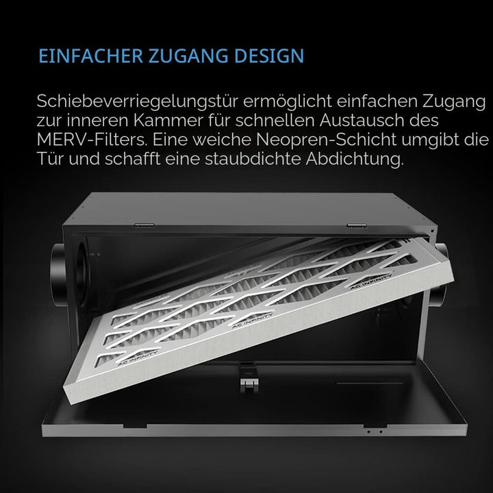 AC Infinity Inline-Filterbox, 200mm, mit hocheffizientem Filter, HVAC-Filter-Set, passend für 200mm