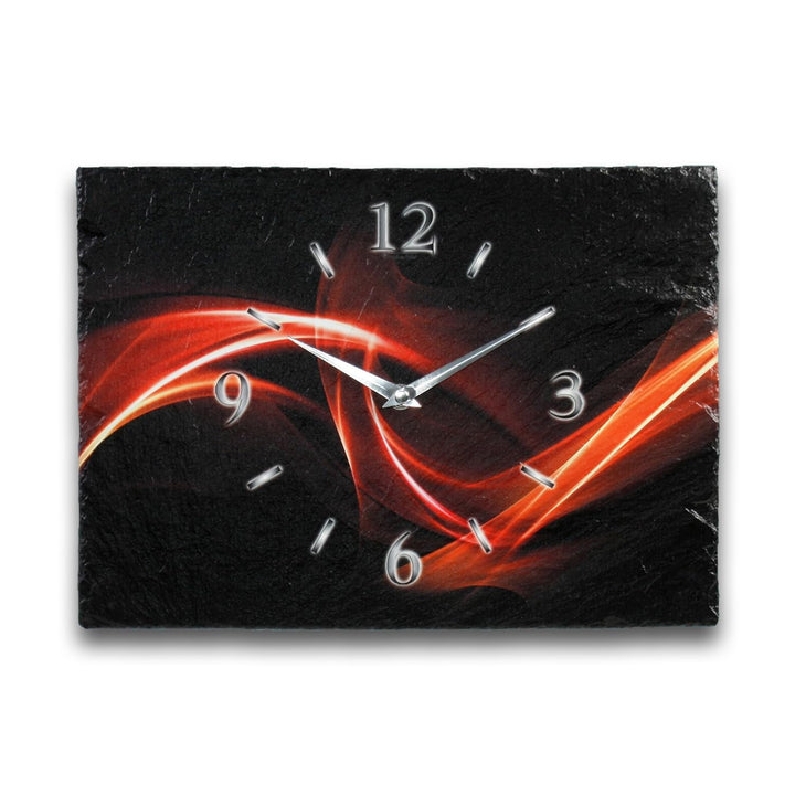 Kreative Feder Designer-Wanduhr aus Stein (Beton) mit flüsterleisem Funkuhrwerk - Red Wave