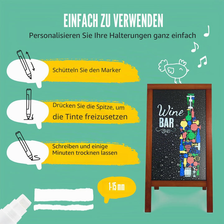 Securit SMA820-V4-BW Kreidemarker Waterproof Large, Schwarz/Weiss, 1 stück (4er Pack), Schwarz/Weiss