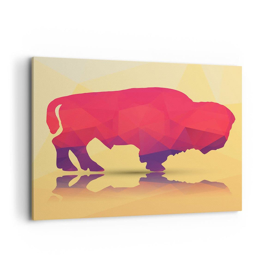 Bilder auf Leinwand 100x70cm Leinwandbild Bison Illustration Bunt Grafik Gross Wanddeko Bild Schlafz