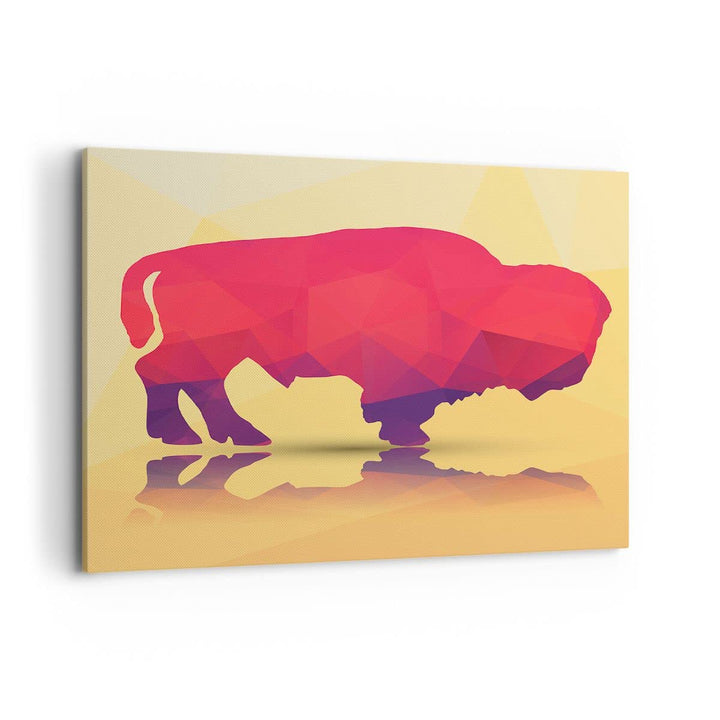 Bilder auf Leinwand 100x70cm Leinwandbild Bison Illustration Bunt Grafik Gross Wanddeko Bild Schlafz