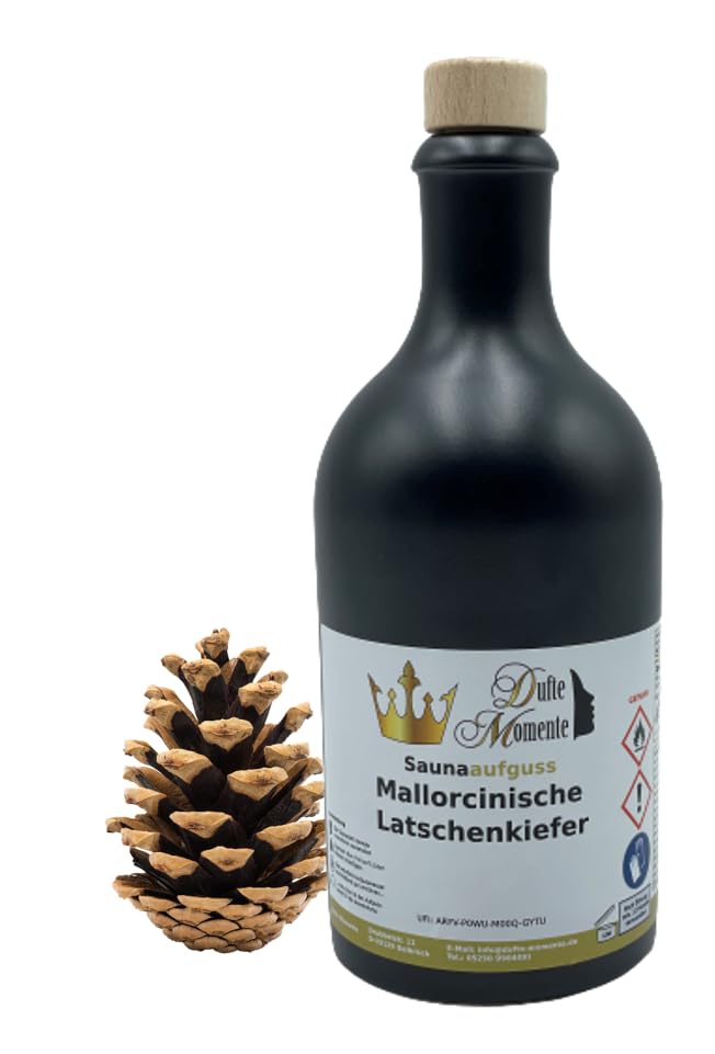 Dufte Momente | Saunaduft Konzentrat Mallorcinische Latschenkiefer 500ml in schwarzer Steinzeugflasc