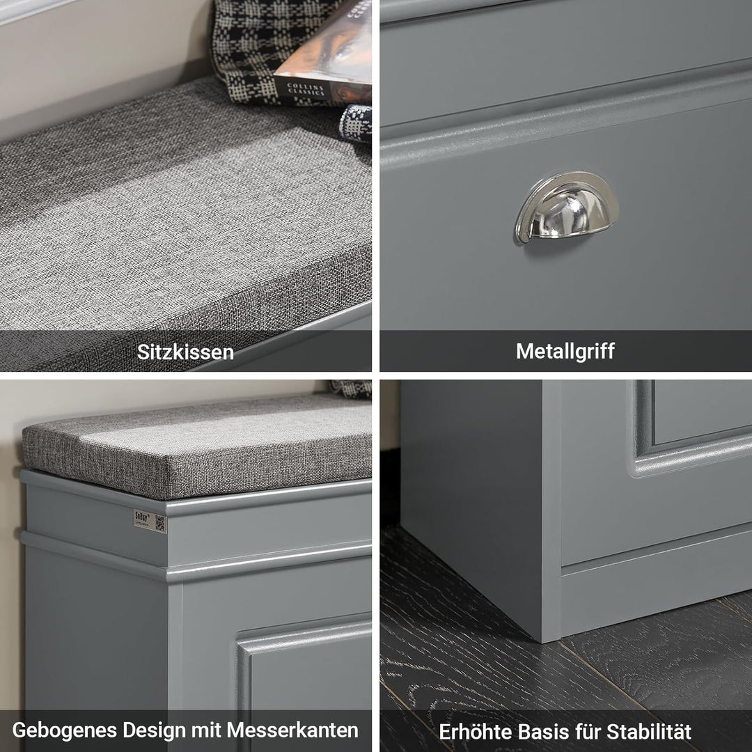 SoBuy Schuhbank mit Sitzkissen und Stauraum Schuhschrank mit Klappe, Schuhregal schmal platzsparende