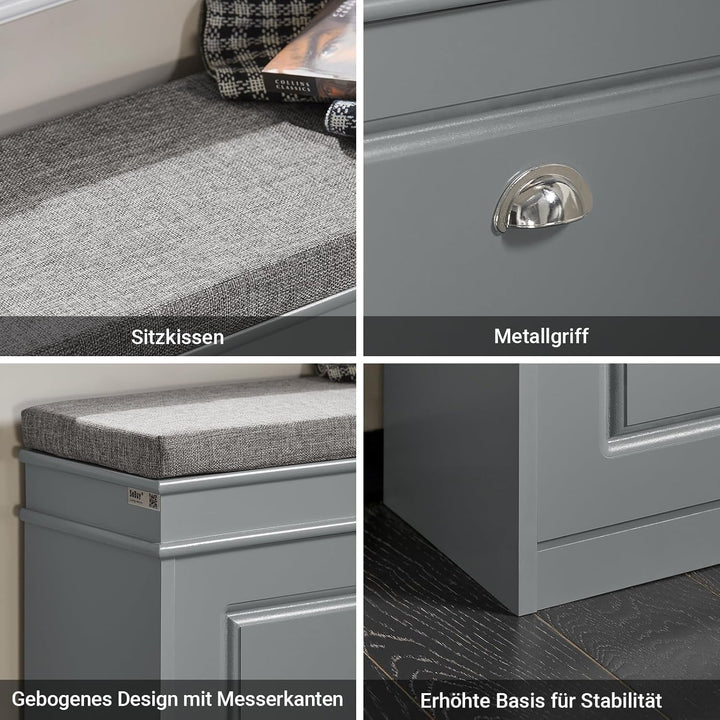 SoBuy Schuhbank mit Sitzkissen und Stauraum Schuhschrank mit Klappe, Schuhregal schmal platzsparende