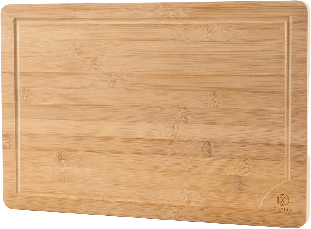 Oliver's Kitchen 's Premium Schneidebrett aus 100% Bio-Bambus - Gross, 45 x 30 x 2 cm - Wendbares Ho