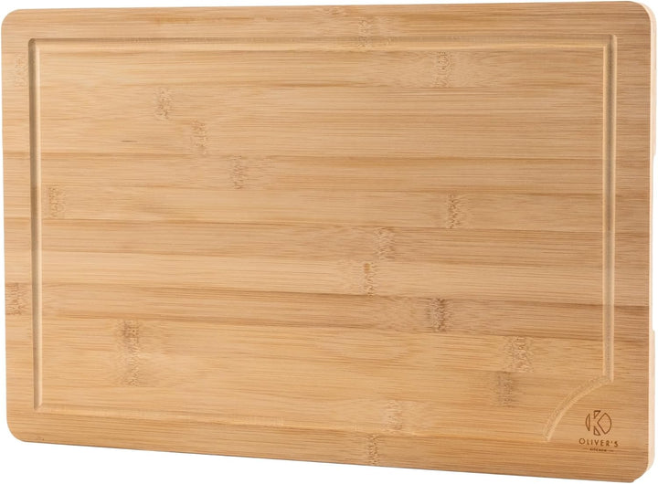 Oliver's Kitchen 's Premium Schneidebrett aus 100% Bio-Bambus - Gross, 45 x 30 x 2 cm - Wendbares Ho