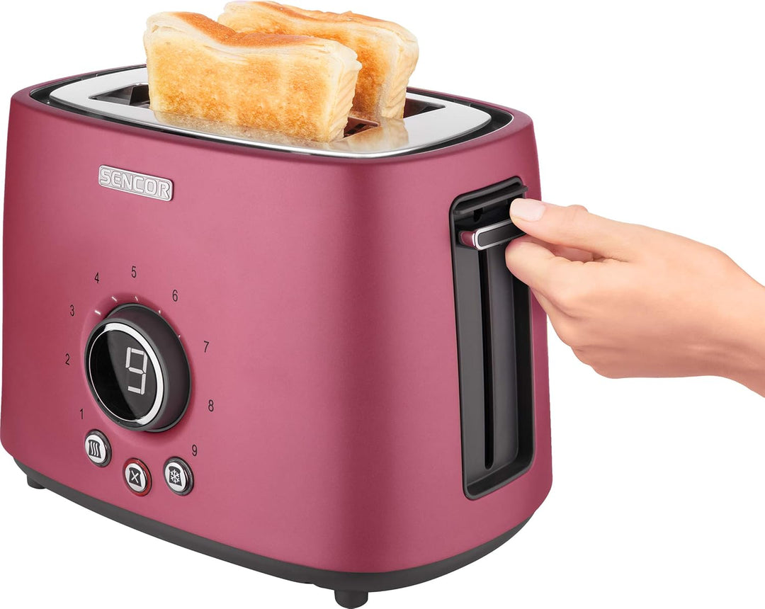 SENCOR STS 6054RD 2-Scheiben-Toaster (1000 Watt, Elektronischer Timer - 9 Stufen der Röstintensitätr