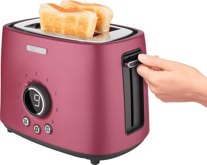 SENCOR STS 6054RD 2-Scheiben-Toaster (1000 Watt, Elektronischer Timer - 9 Stufen der Röstintensitätr