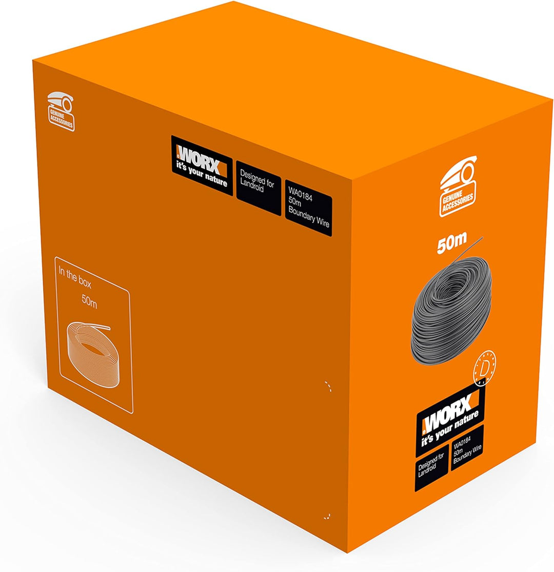 WORX WA0184 Begrenzungsdraht für Landroid Mähroboter – 50m stabiles Begrenzungskabel zum Eingrenzen