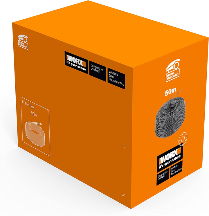 WORX WA0184 Begrenzungsdraht für Landroid Mähroboter – 50m stabiles Begrenzungskabel zum Eingrenzen