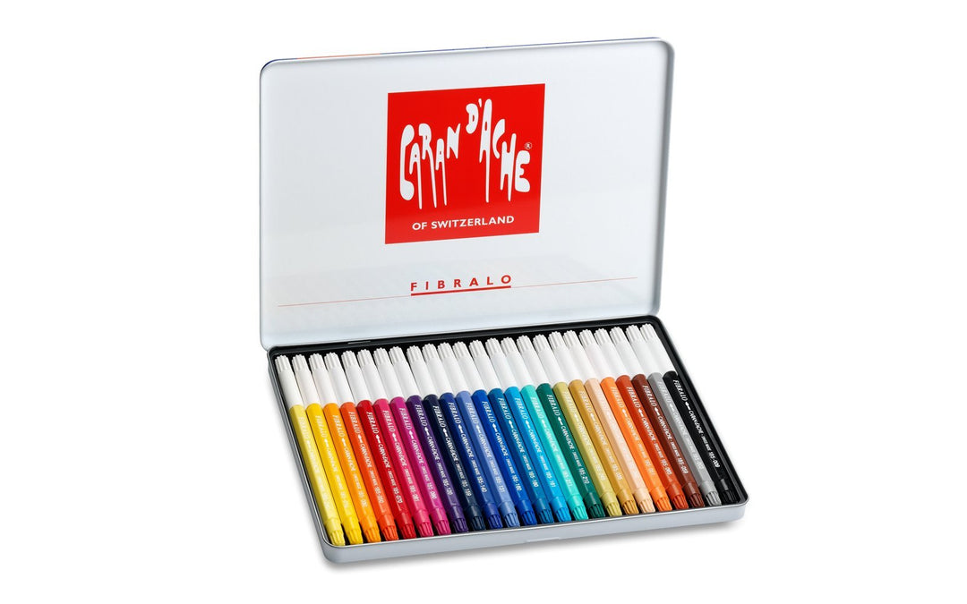 CARAN d'ACHE - FIBRALO Aquarelle Filzstifte in Metallbox - 24 Stück, 19,1 x 1,6 x 25,8 cm mehrfarbig