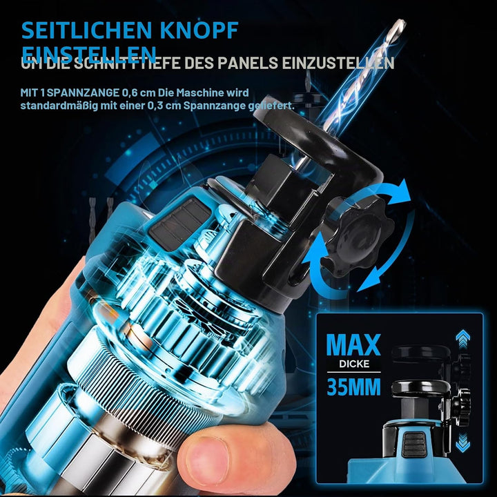 Akku Trockenbauschneider für Makita 18V, Bürstenloses Trennwerkzeug mit LED-Licht, Tiefenverstellbar