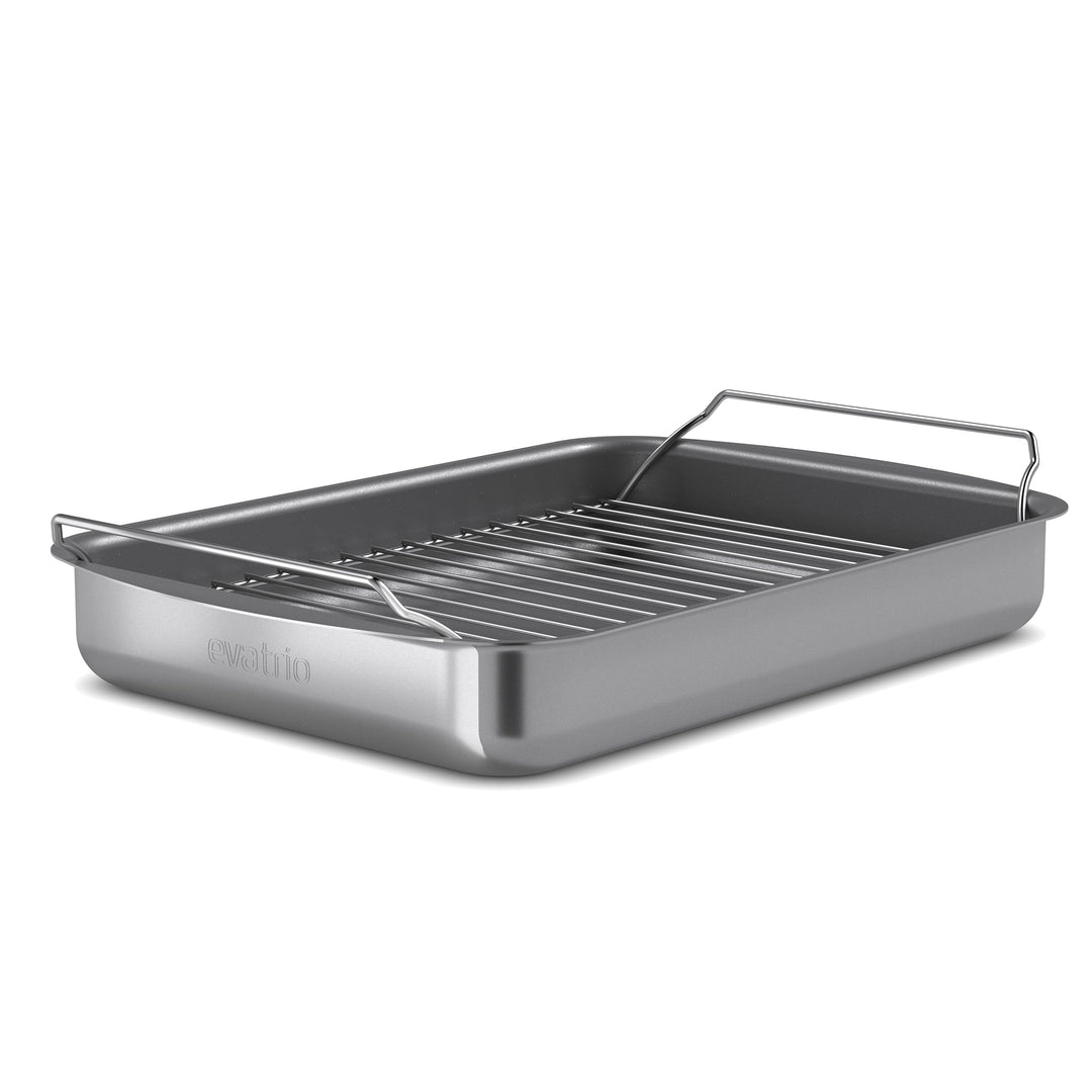 Eva Trio | Professionell Bräter mit Rost 35x25 cm keramischer Slip-Let®-Antihaftbeschichtung |Mit ih