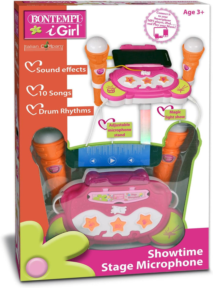 Bontempi 40 1472 TwinStage Mic – Dual-Szene-Mikrofon mit MP3-Anschluss für atemberaubende Leistung,