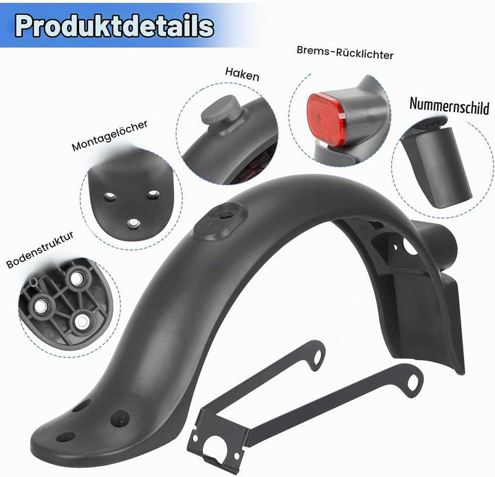 Elektroroller Heckkotflügel，Scooter Schutzbleche für Xiaomi M365 Pro2/Pro/1S/Essentia, Elektroroller
