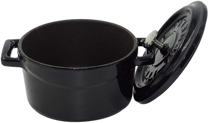 Pentole Agnelli COGHSRP10410S Auflauf mit Griffen und Deckel, Gusseisen, glänzend schwarz, 0,35 l Sc