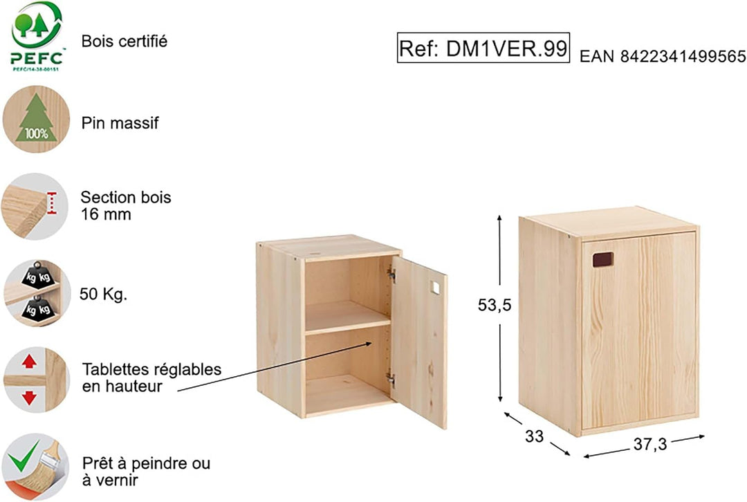 VDC 75281 ASTIGARRAGA DM1VER99-Möbelstück Serie Dinamic 1 Tür vertikales Modul Boden 33 cm Kiefer ma