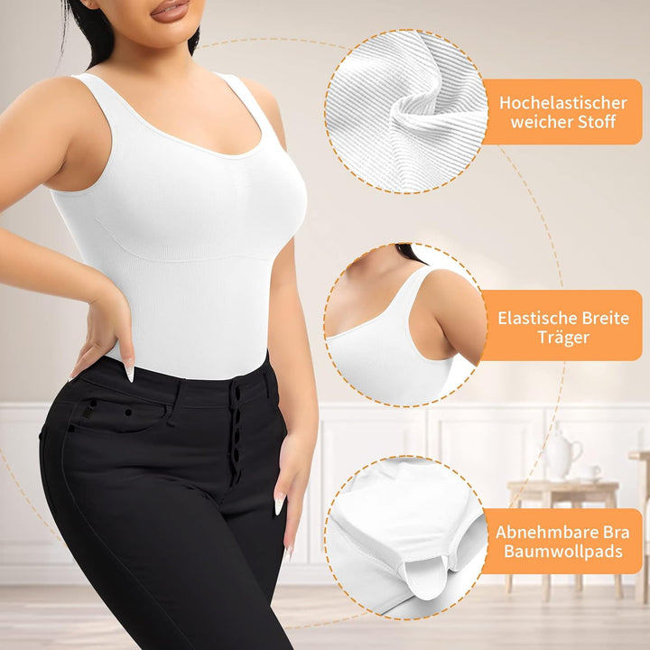YARRCO Damen Shape Unterhemd Bauchweg Hemdchen Shapewear Trägertop Shaping BH Hemd Formendes Top Bod