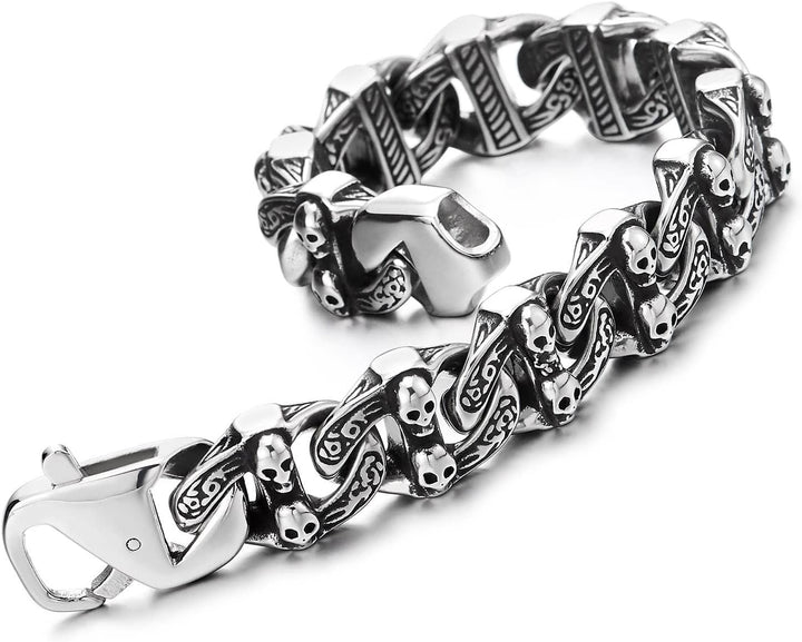 COOLSTEELANDBEYOND Gothic Vintage Anker Marinekette mit Schädeln Edelstahl Armband für Herren Rauhe