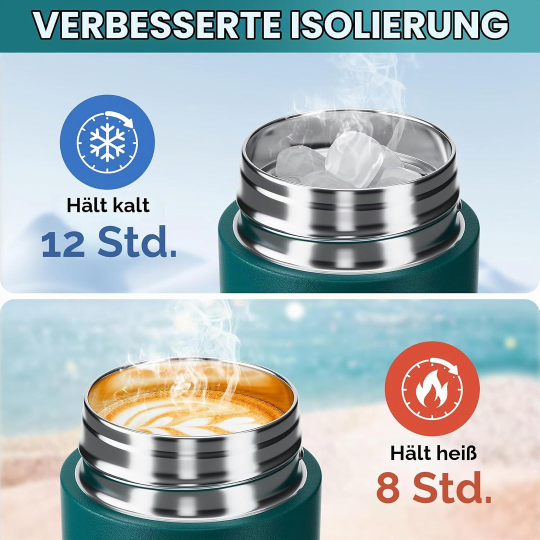 【Upgrade-Version】Exllena Mini Thermosflasche 250ml mit Edelstahl-Deckel, Trinkflasche Klein Doppelwa