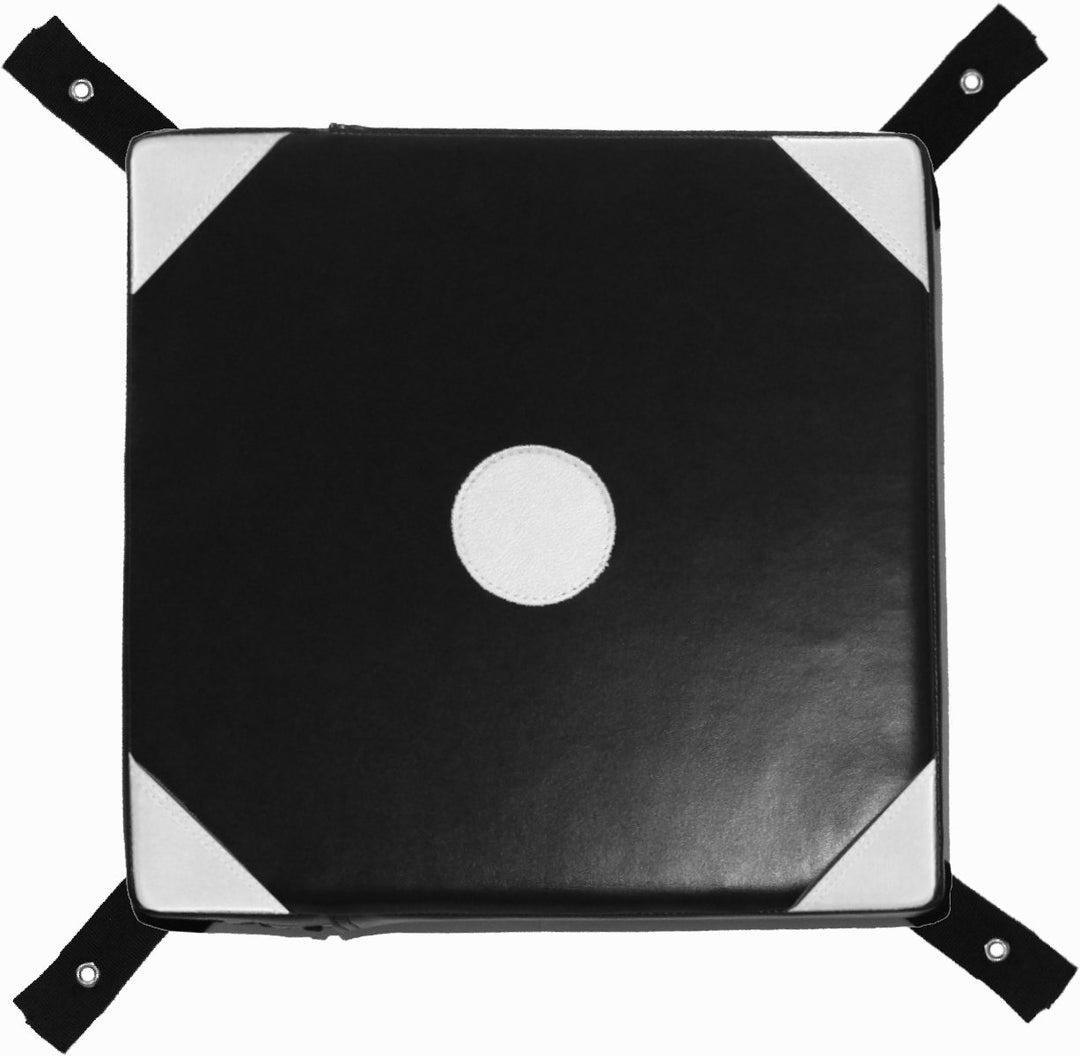 BAY WALL Catcher Wandschlagpolster 34 x 34 cm weiss schwarz Leder PU Sport Makiwara aus Kunstleder W