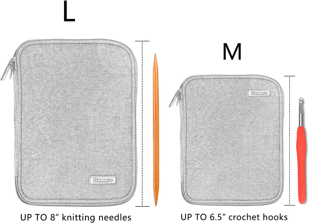 Damero Häkelnadeln-Tasche, Stricktasche für Stricknadeln, Handarbeitstasche für Haken, Stricken, Gra
