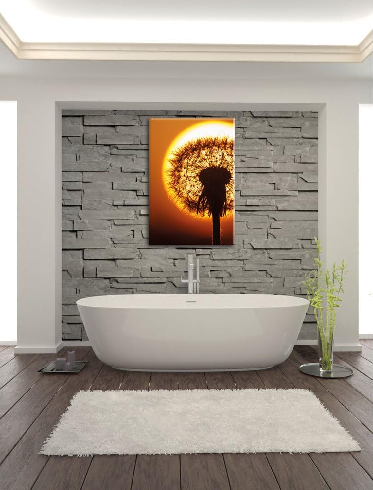 Pusteblume im Abendlicht, Format: 100x70 auf Leinwand, XXL riesige Bilder fertig gerahmt mit Keilrah