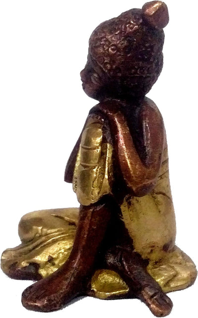 Purpledip Brass Idol Resting Buddha in einzigartigem Kupfer-Gold-Finish (11948), Kupfer-gold