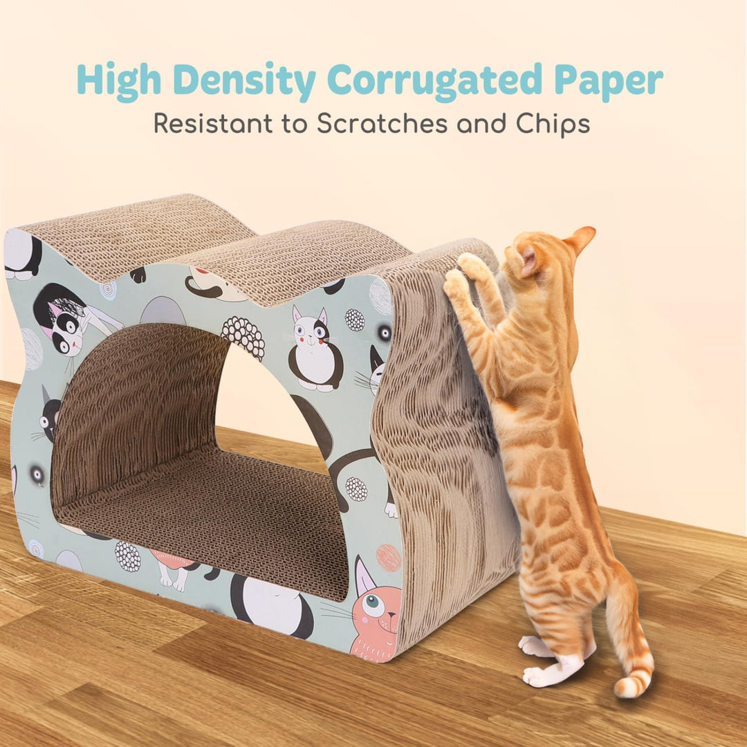 Nobleza Katzenkratzbrett aus Karton， Katzenkopf-Design， 2-in-1 Spielzeug zum Kratzen und Ausruhen， U