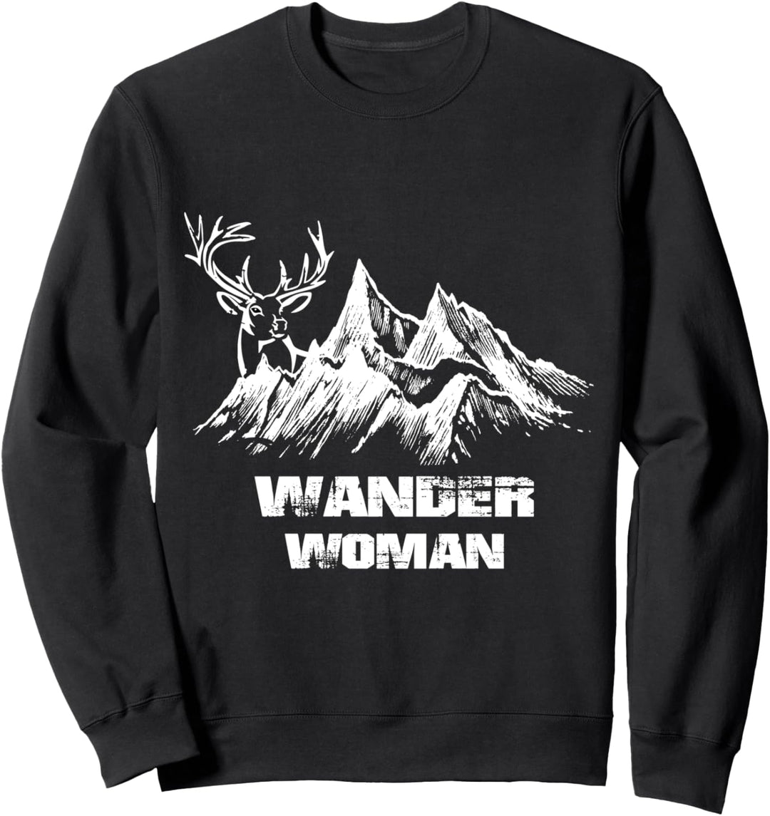 Wanderwoman Shirt mit Hirsch & Berg Wandern Frauen Damen Sweatshirt