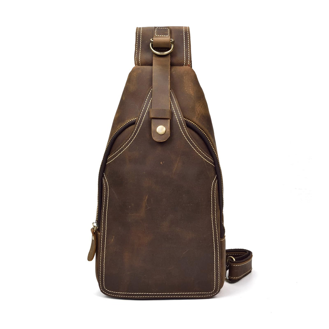 LUUFAN Herren Echtes Leder Sling Bag Brust Schulter Rucksack Crossbody Tasche für Casual Sport Wande