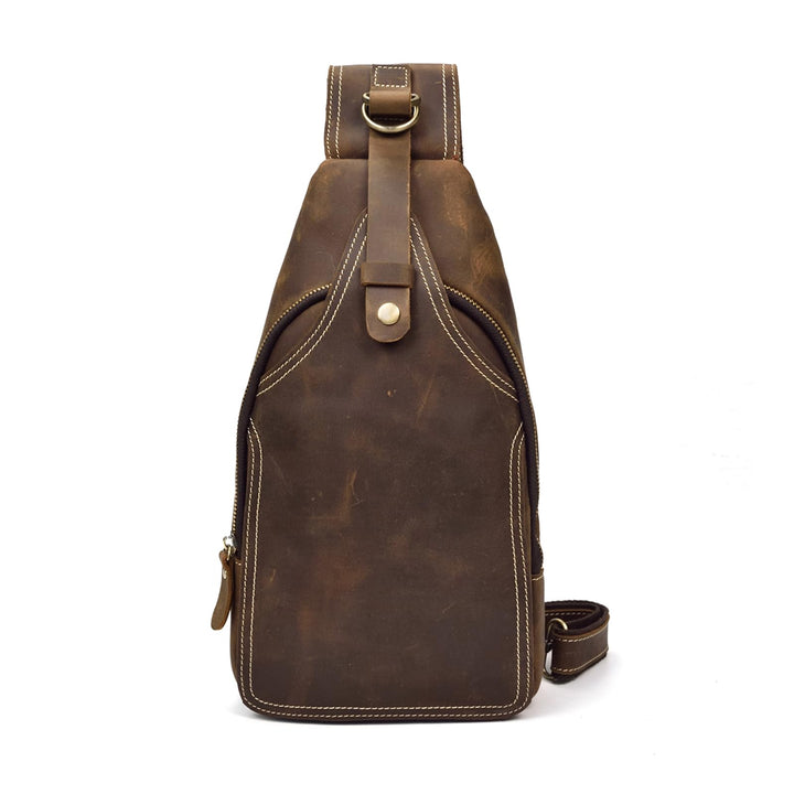LUUFAN Herren Echtes Leder Sling Bag Brust Schulter Rucksack Crossbody Tasche für Casual Sport Wande
