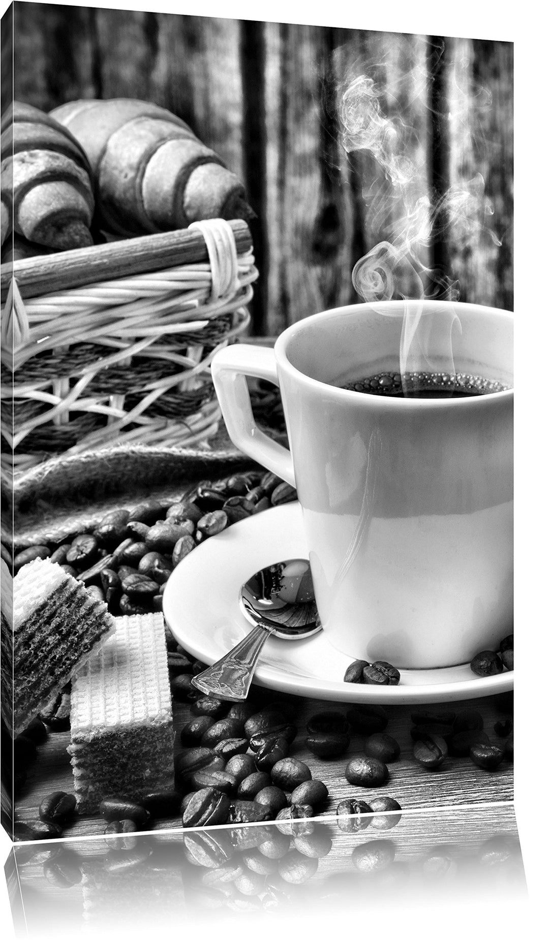 Pixxprint heiss aufgebrühter Kaffee / 100x70cm Leinwandbild bespannt auf Holzrahmen/Wandbild Kunstdr