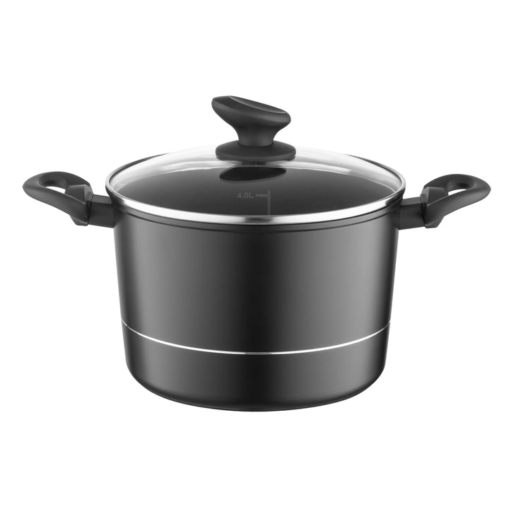 FLORINA Aluminium Topf (5 l) 22 cm I Kochtopf DELUX mit Glasdeckel I Messbecher & Antikratz-Beschich