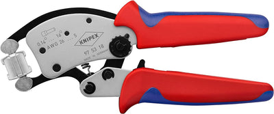 Knipex Twistor®16 Selbsteinstellende Crimpzange für Aderendhülsen mit drehbarem Crimpkopf verchromt,