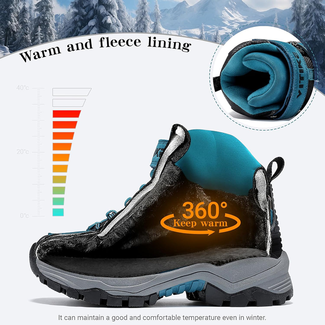 ASHION Jungen Winterschuhe Kinder Mid Schneestiefel Gefütterte Winterstiefel Wanderschuhe Trekking B