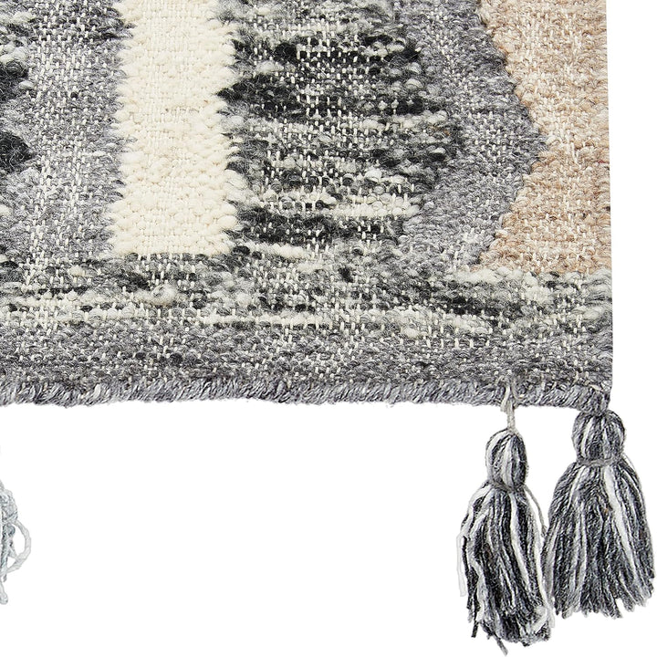 Kelim-Teppich Wolle bunt 160 x 230 cm handgewebt geometrisches Muster Aygezard