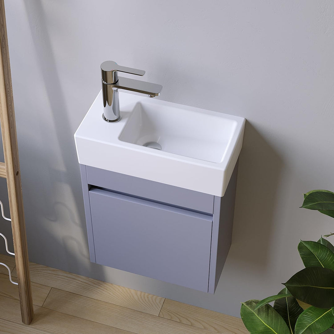 Waschbecken Keramik Waschtisch Hängewaschbecken klein Handwaschbecken Weiss Eckig 40 x 20 cm Badezim