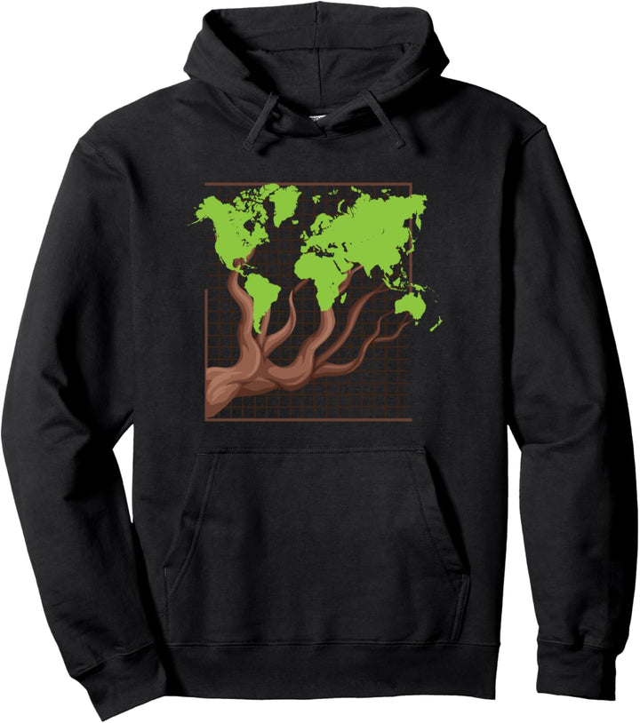 Gardener Tree World Map Nature Lover Arborist Pullover Hoodie