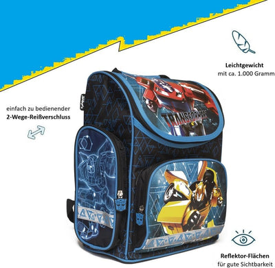 Familando Transformers Schulranzen-Set 8-tlg. | Ranzen 1. Klasse | Schultasche mit Sporttasche | Bla