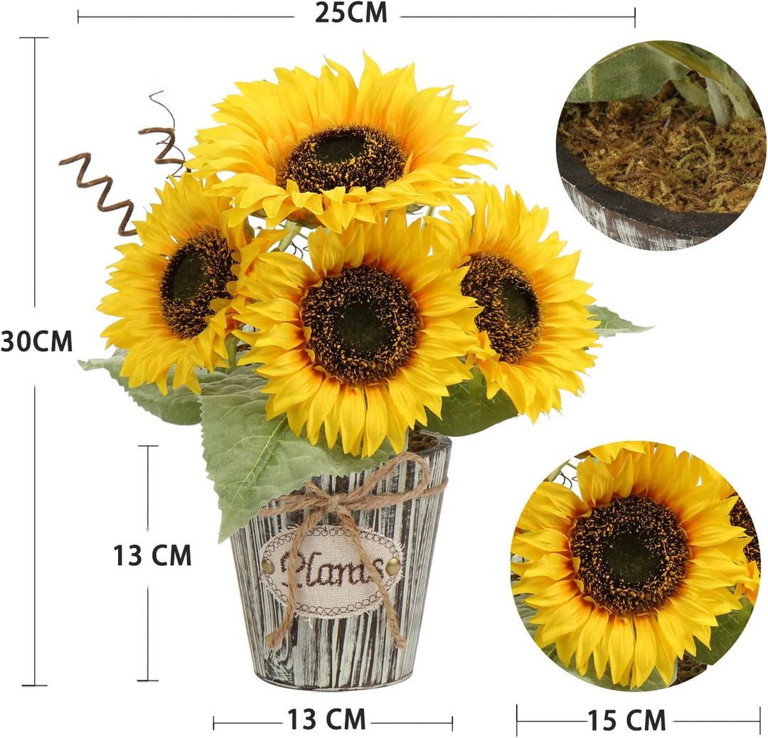 Hollyone Künstliche Sonnenblumen im Topf, Sonnenblumen Künstlich, Künstliche Blumen Wie Echt, Kunstp