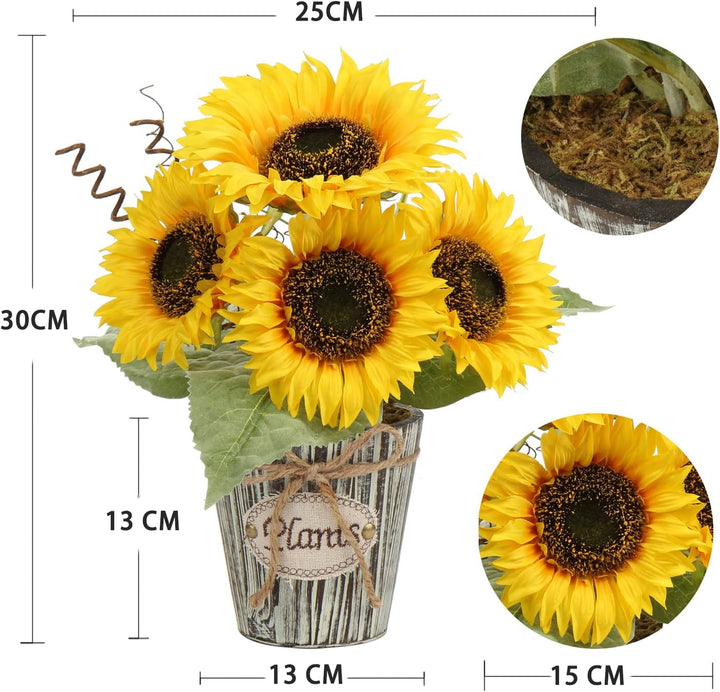 Hollyone Künstliche Sonnenblumen im Topf, Sonnenblumen Künstlich, Künstliche Blumen Wie Echt, Kunstp